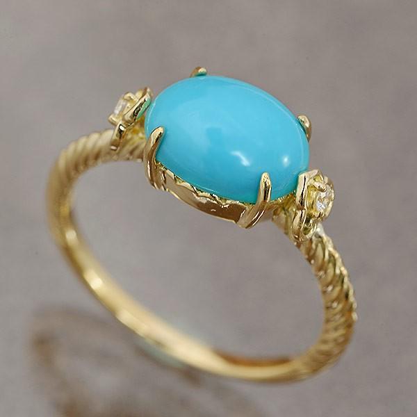 スリーピングビューティー産 ターコイズ ダイヤモンド シノワ モチーフ リング PT900 K18 ...