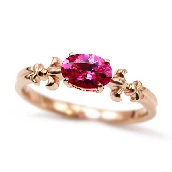 P+10％中 数量限定 ホットピンクスピネル リリー・デコール リング 指輪 PT900 K18 K...