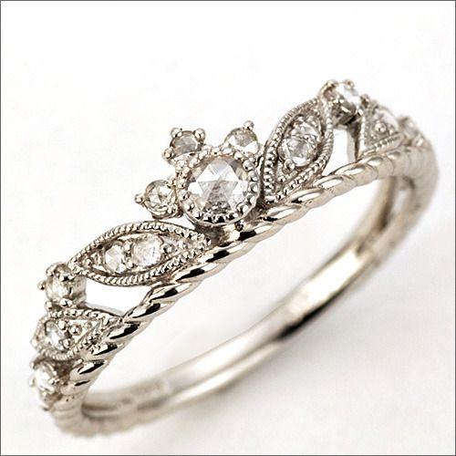 月桂樹のティアラ ローズカットダイヤモンド リング PT900 K18 K10対応  誕生石 4月