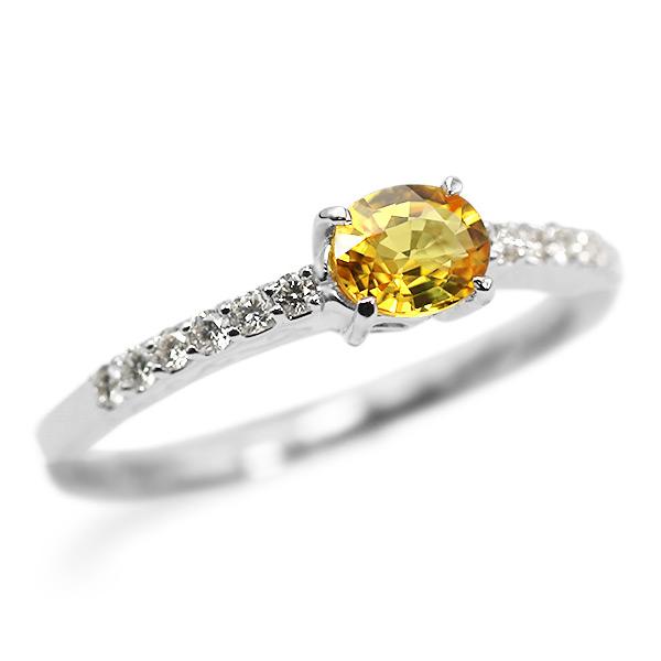 イエローサファイア ブリリアントカットダイヤモンド リング フレーミング 指輪 PT900 K18 ...