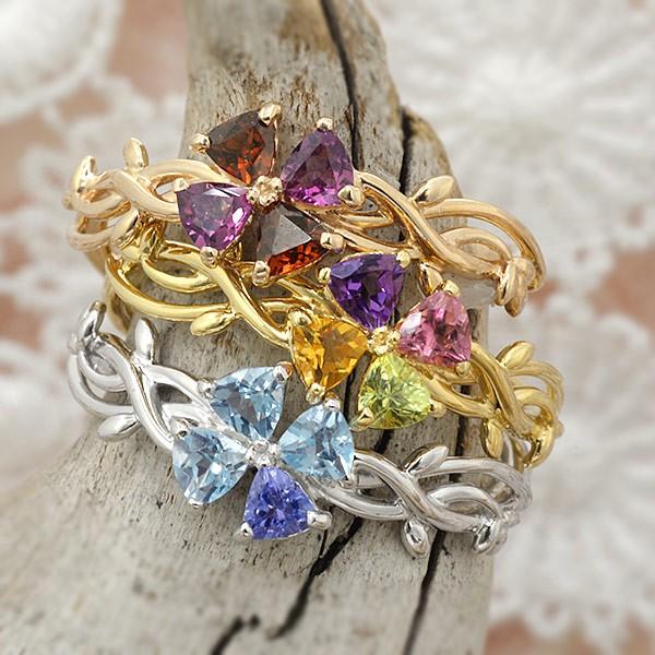 自由に選べる宝石　アミュレットリング　クローバー