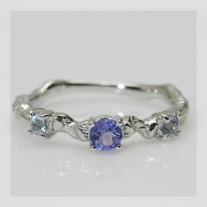 タンザナイト アクアマリンリング アルベロ　 PT900 K18 K10対応  誕生石 3月 12月