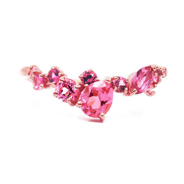 ネックレス ピンクスピネル カットルース リング 薔薇のエッセンス　 PT900 K18 K10対応...