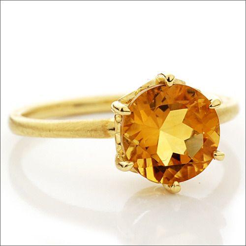 P+10％中 ８ｍｍ シトリン リング シングル・フラワー PT900 K18 K10対応 誕生石 ...
