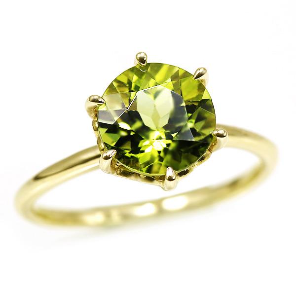 リング 数量限定 8mm ペリドット リング シングル フラワー 鏡面仕上げ PT900 K18 K...