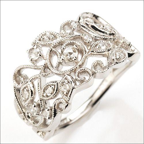 P+10％中 風の軌跡 ローズカットダイヤ リング 誕生石 4月　PT900 K18 K10対応