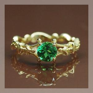 グリーンガーネット ルネサンスリング 誕生石 1月 PT900 K18 K10対応