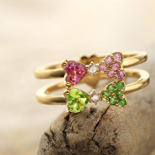 ピンクトルマリン？ペリドット？ローズカットダイヤ プチリボン リング  PT900 K18 K10対...