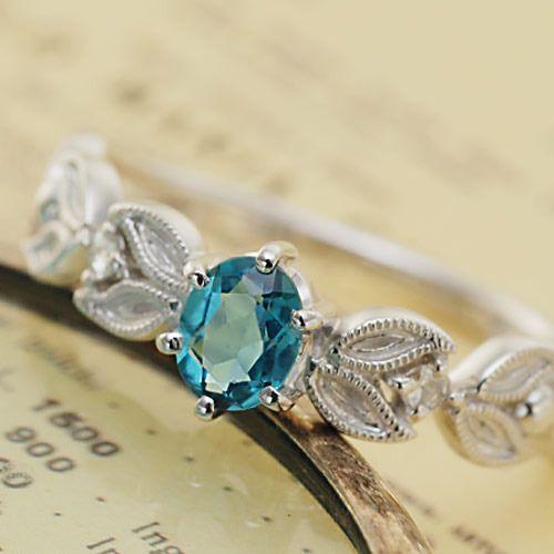 マリンブルートルマリン　ローズカットダイヤ　リング ファヤージュ PT900 K18 K10対応  ...