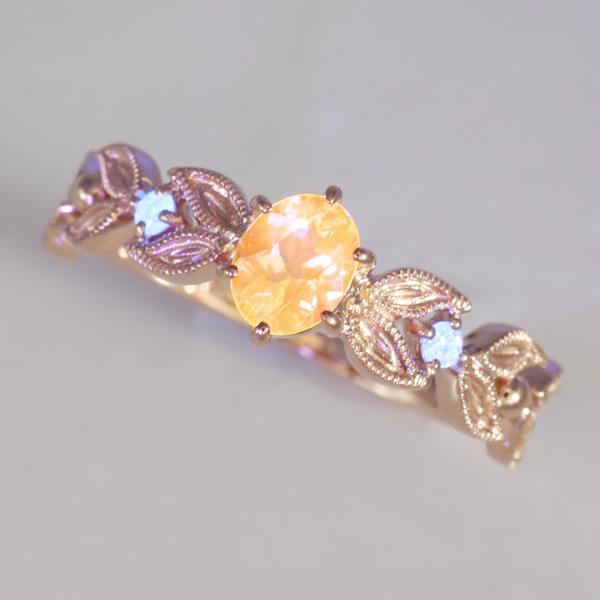 P+10％中 UV蛍光 スカポライト ダイヤモンド リング ファヤージュ 指輪 PT900 K18 ...