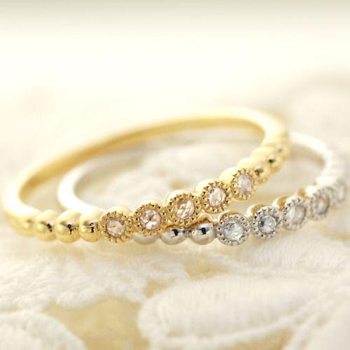 ローズカットダイヤ ミル打ちリング PT900 K18 K10対応  誕生石 4月