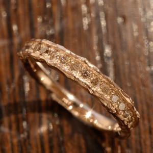 P+10％中 桜ブラウンダイヤモンドリング アース PT900 K18 K10対応 誕生石 4月