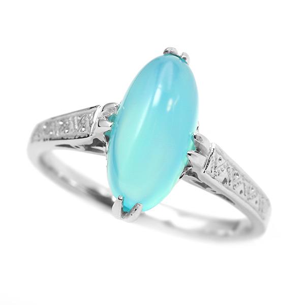 シーブルーカルセドニー カボション リング グラナータ SV925 指輪 PT・K18・K10はお問...