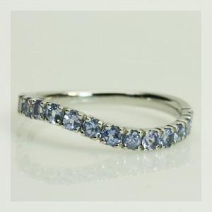 タンザナイト ウェーブライン リング 誕生石 12月 PT900 K18 K10対応