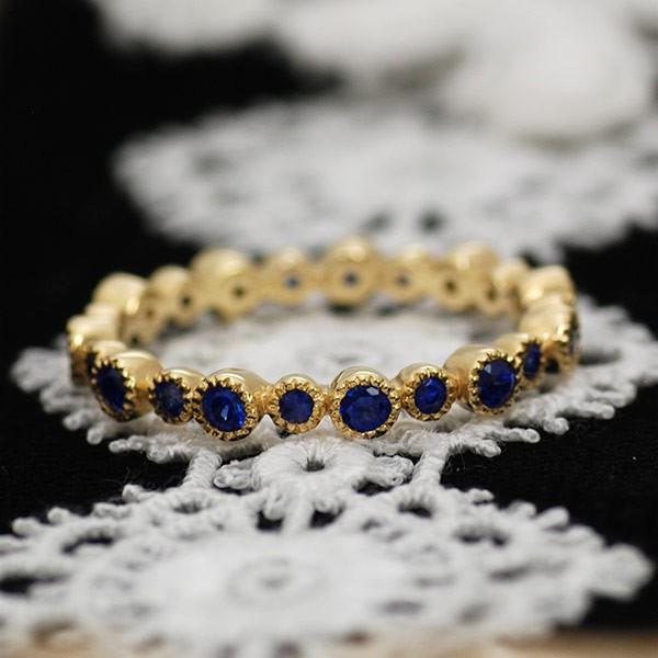 P+10％中 ブルーサファイアミル打ちフルエタニティリング サイズ直しは出来ません  誕生石 9月