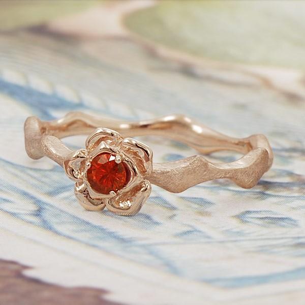 P+10％中 レディッシュサファイア リング ラブリーローズ 誕生石 9月  PT900 K18 K...