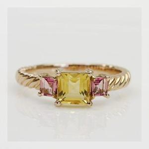 やさしい色合いが魅力シトリン ピンクトルマリンリング 誕生石 10月 11月 PT900 K18 K...
