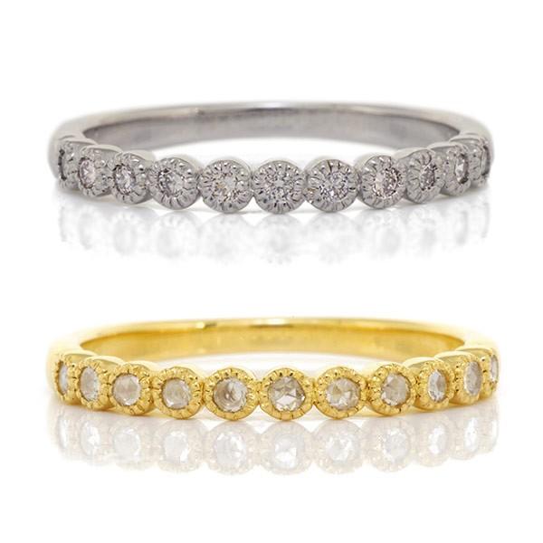 ローズカットダイヤ ブリリアントカットダイヤ アンティークデザイン ミル打ち リング PT900 K...