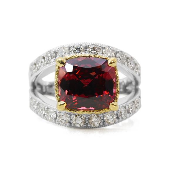 P10％ 限定１本 PT900/K18YGコンビ ピンクジルコン ダイヤモンド リング 13号 サイ...