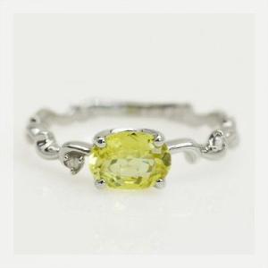 イエロートルマリン ローズカットダイヤモンド リング プリマ  PT900 K18 K10対応 誕生...