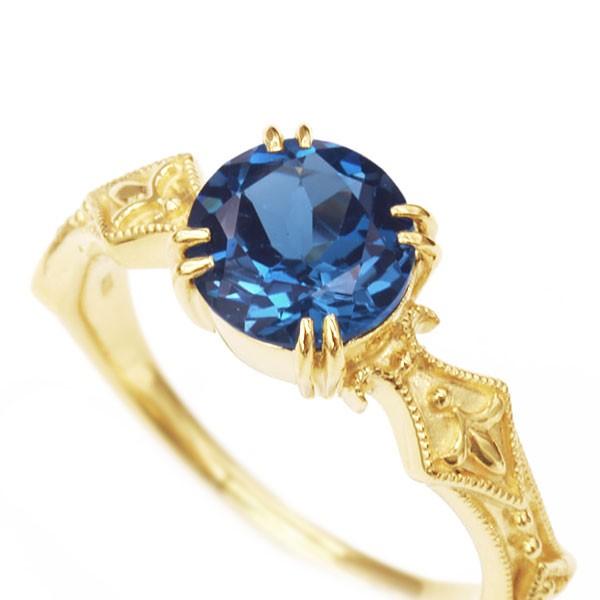 7ｍｍ ロンドンブルートパーズ リング　コルニーチェ　PT900 K18 K10対　誕生石 11月