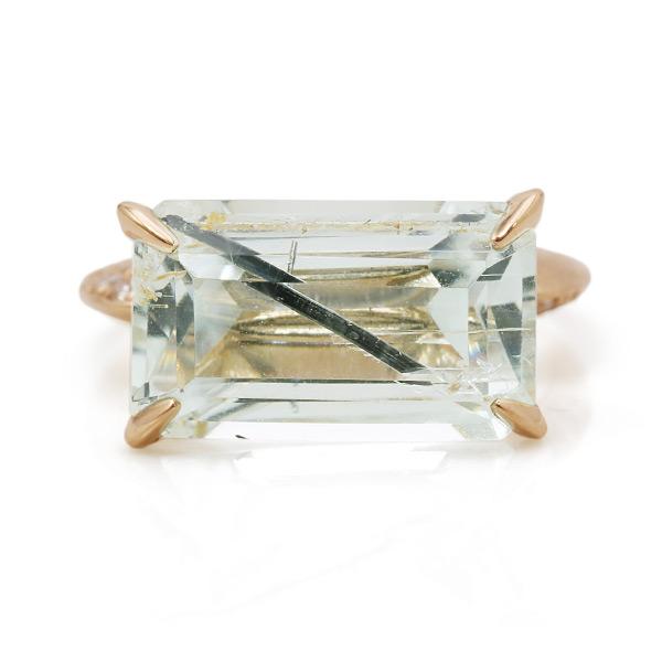 P10％ 限定１本 K18PG ルチルインベリル ダイヤモンド リング 12号 サイズ変更承ります ...