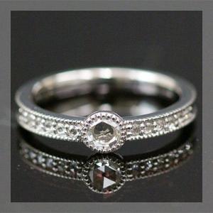 アンティークの魅力たっぷり ローズカット ダイヤモンド リング ガルボ PT900 K18 K10対...