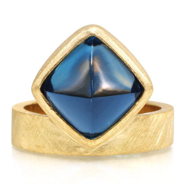 SV925 10mm ロンドンブルートパーズ　シュガーローフ　リング ラッフィナート 指輪 誕生石1...