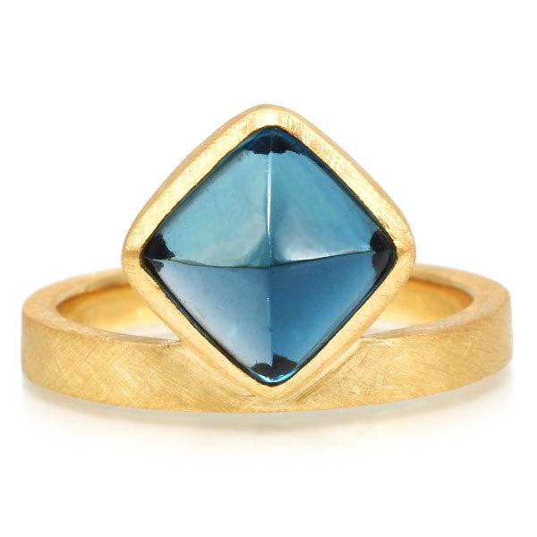 SV925 8mm ロンドンブルートパーズ シュガーローフ リング ピッコロラッフィナート 指輪 誕...