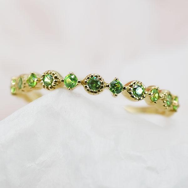 指輪 ロシア産 デマントイドガーネット シンプルアンティークリング PT900 K18 K10対応