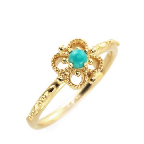 トルコ石 ターコイズ アルハンブラ リング PT900 K18 K10対応 誕生石 12月