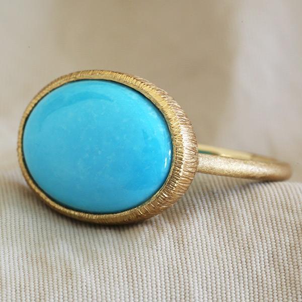 限定1本 K10YG トルコ石 ターコイズ テクスチャーリング 11号 サイズ変更承ります 誕生石1...