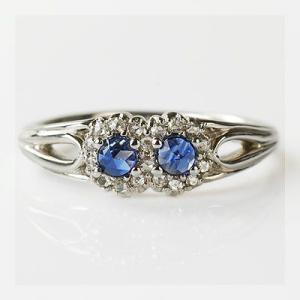 P+10％中 サンエンタープライズ社のローズカットブルーサファイア ローズカットダイヤリング 誕生石...