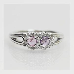 P+10％中 ピンク＆バイオレットサファイア ローズカットダイヤリング ツイン ビューティー 誕生石...