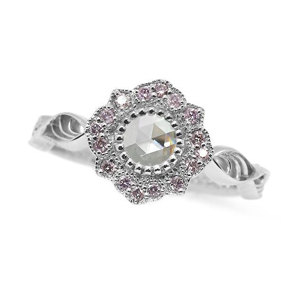 ポイント10％中 限定１本 PT900 4.5mm ローズカットダイヤモンド ピンクダイヤモンド リ...