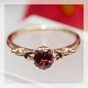 5ミリ 濃いピンクトルマリン デコラティブデザイン リング 誕生石 10月 PT900 K18 K1...