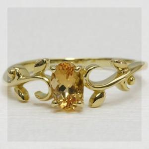 P+10％中 希少石 インペリアルトパーズアイビーデザインリング 誕生石 11月 PT900 K18...