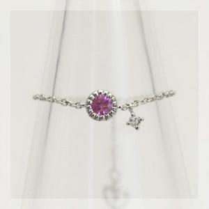 P+10％中 レディース   アリア ピンクサファイア 誕生石チェーンリング  9月 春色ピンク