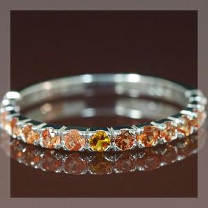 2ミリ オレンジサファイア ミックス ストレートリング 誕生石 9月 PT900 K18 K10対応