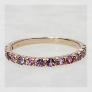 P+10％中 2ミリ ヴァイオレット系マルチサファイア15石ストレートリング 誕生石 9月 PT90...