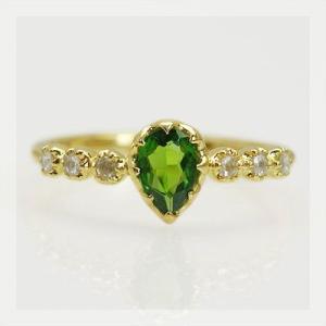 P10％中 リフレッソ ダイオプサイト ローズカットダイヤモンドリング PT900 K18 K10対...