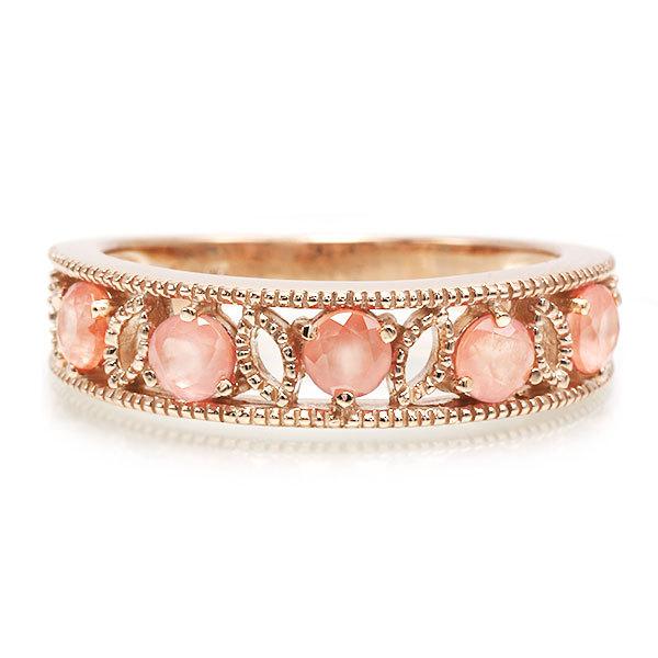 ロードクロサイト ミル打ち アンティークデザイン リング PT900 K18 K10対応 春色ピンク