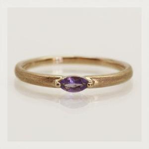 アメシストテクスチャリング PT900 K18 K10対応  誕生石 2月