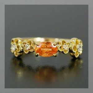 P+10％中 フラワーガーデン”スペサタイトガーネット ローズカットダイヤモンドリング PT900 ...