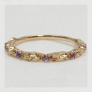 バイオレットサファイア ツタの葉シルエットリング PT900 K18 K10対応 誕生石 9月