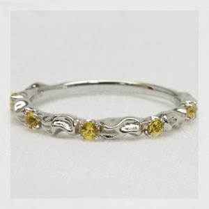 P+10％中 イエローサファイアツタの葉シルエットリング  PT900 K18 K10対応 誕生石 ...