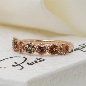 マルチストーン ハーフ エタニティ リング シャーベットカラー K10YG