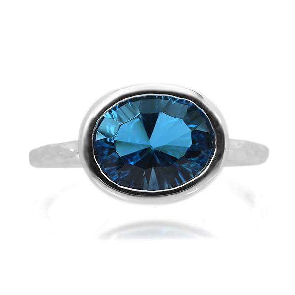 限定１本 K10WG ロンドンブルートパーズ コンケイブカット リング 11号 サイズ変更承ります ...