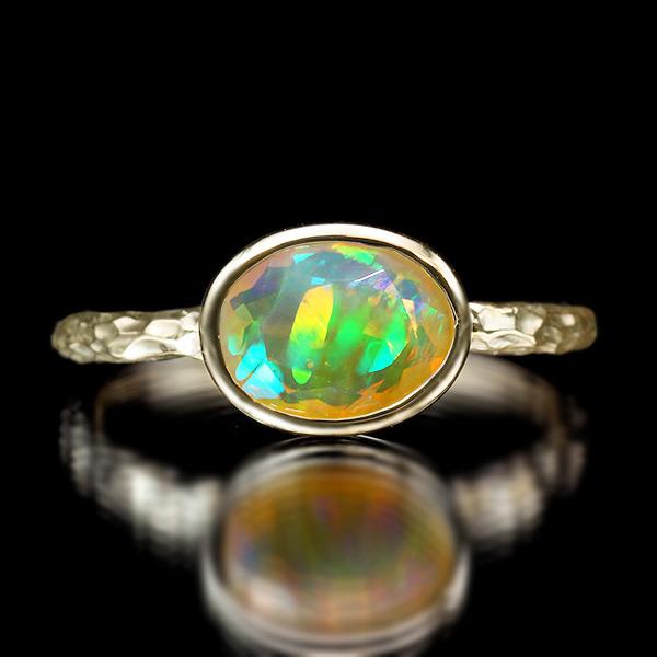 P+10％中 限定１本 K10YG エチオピアオパール リング 11号  サイズ変更承ります 誕生石...