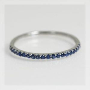 ブルーサファイア 究極のストレート リング 誕生石 9月　PT900 K18 K10対応
